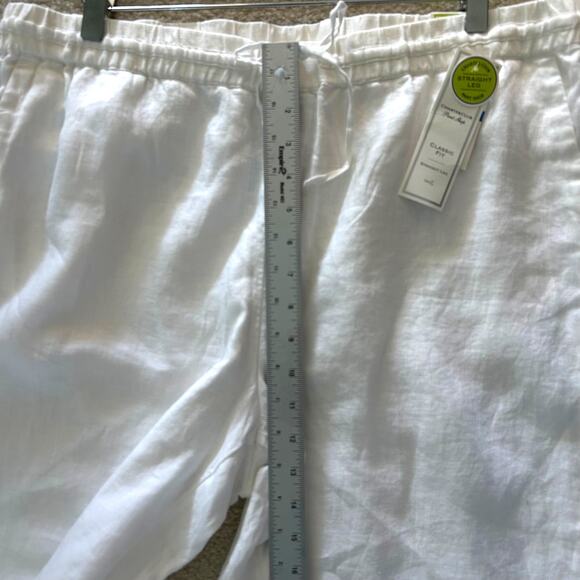 Women's White Linen Pants Charter Club Sz XL Drawstring Coastal Lagenlook Resort - Picture 9 of 10